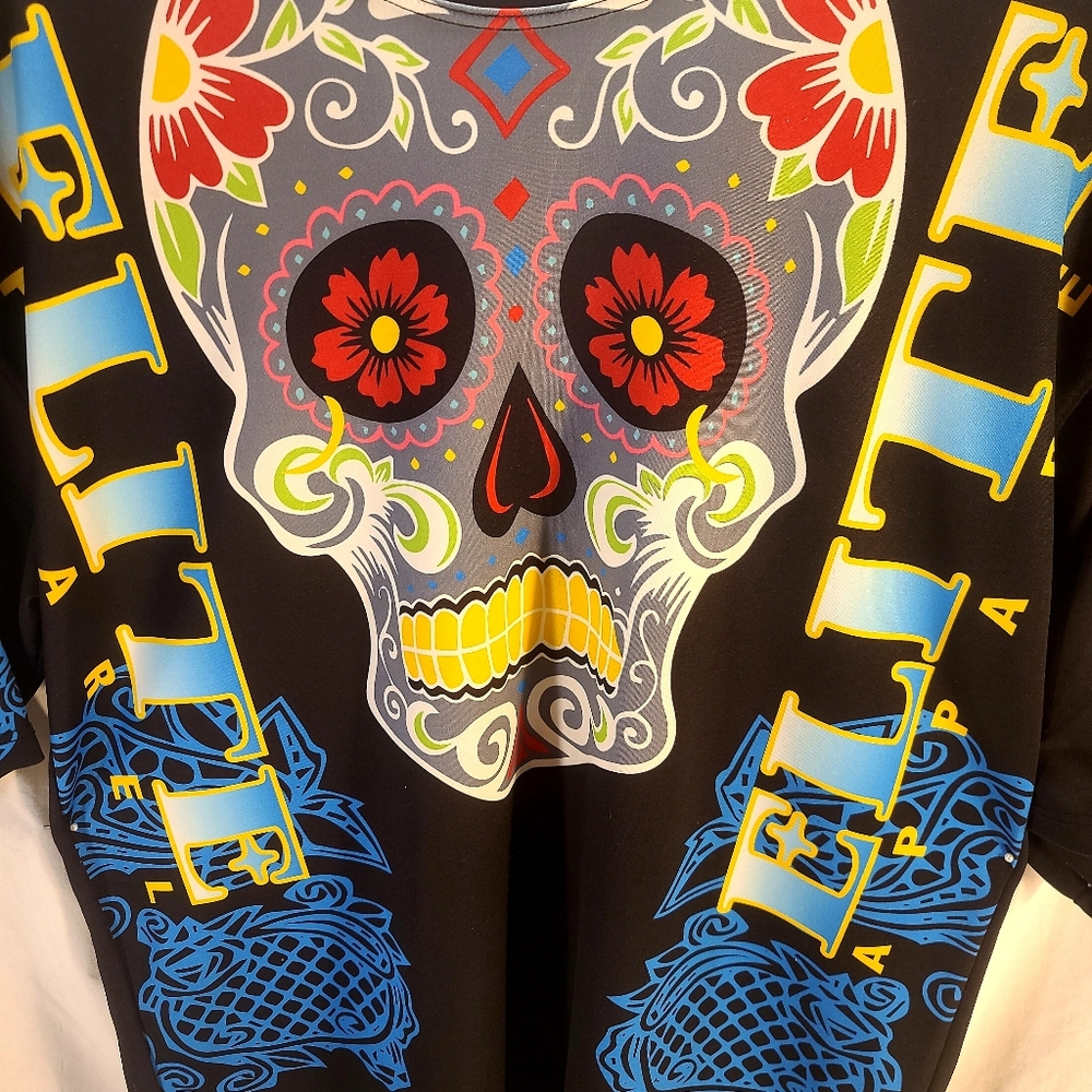 Sugar Skull Graphic T Shirt Colorful Black - Picture 2 of 4
